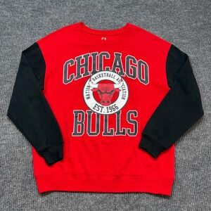 Chicago Bulls Womens L Colorblock Graphic Sweatshirt Oversized NBA Crewneck